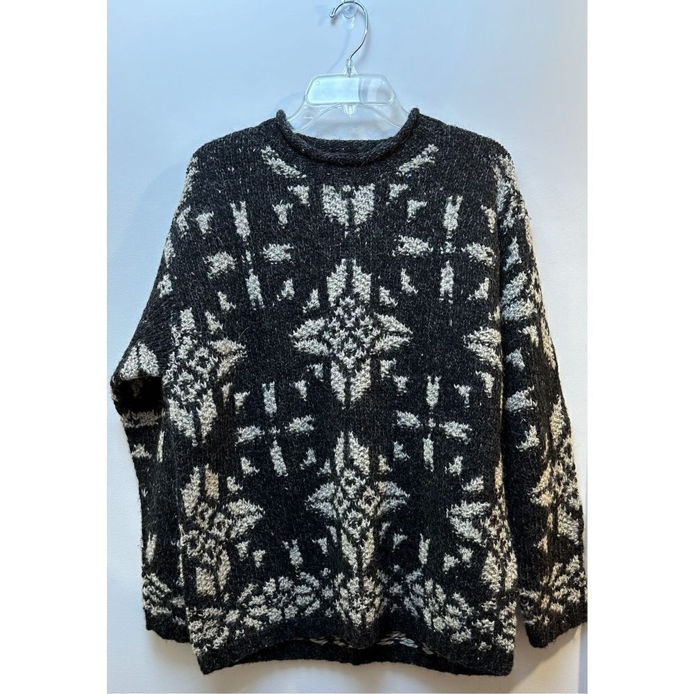 Jones New York Country women’s wool alpaca blend black & gray sweater L #28-0715 - Picture 1 of 3